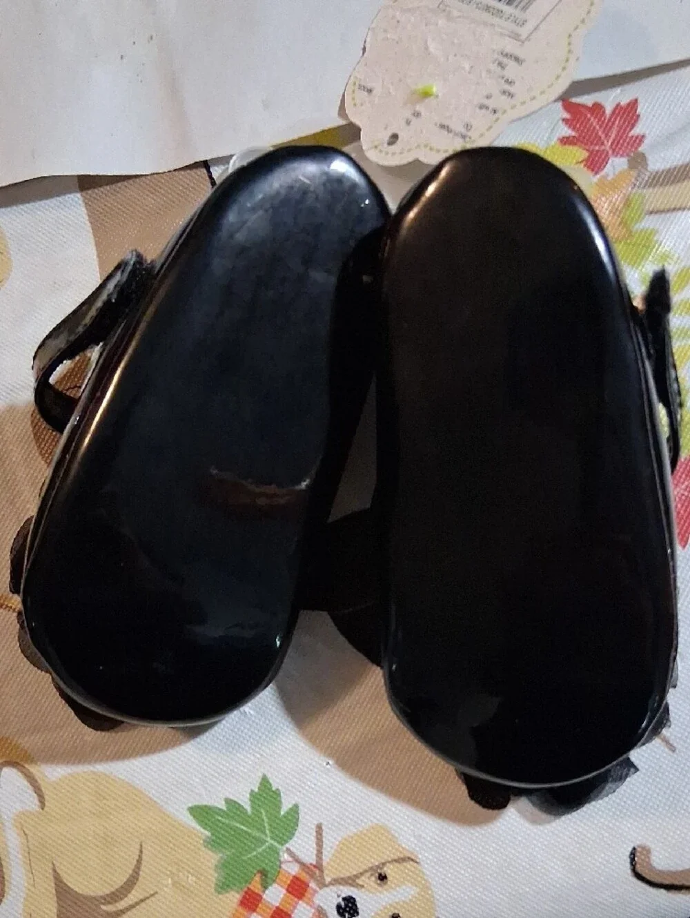 First Steps Little Girls Black Mary Jane Dress Shoes with Flower Accent